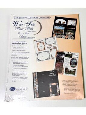 Creative Memories 10x12 Wild Side Paper Pack 12 Sheets Scrapbooking Zoo Safari